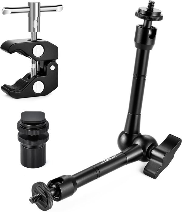 UTEBIT Bras Magique Articulé, 11Pouces / 29.5cm Magic Arm avec Super Clamp Charge Maximale de 4.4 lb/2kg, Expansion pour Le Moniteur pour Appareil Photo Reflex Gopro Camera Sport Moniteur LED