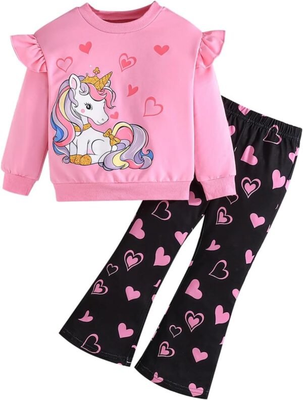 Pilipulu Ensembles Fille Sweatshirt Legging en Coton 2 Pièces Vêtements Mode pour Fille Pull 2-7 ans