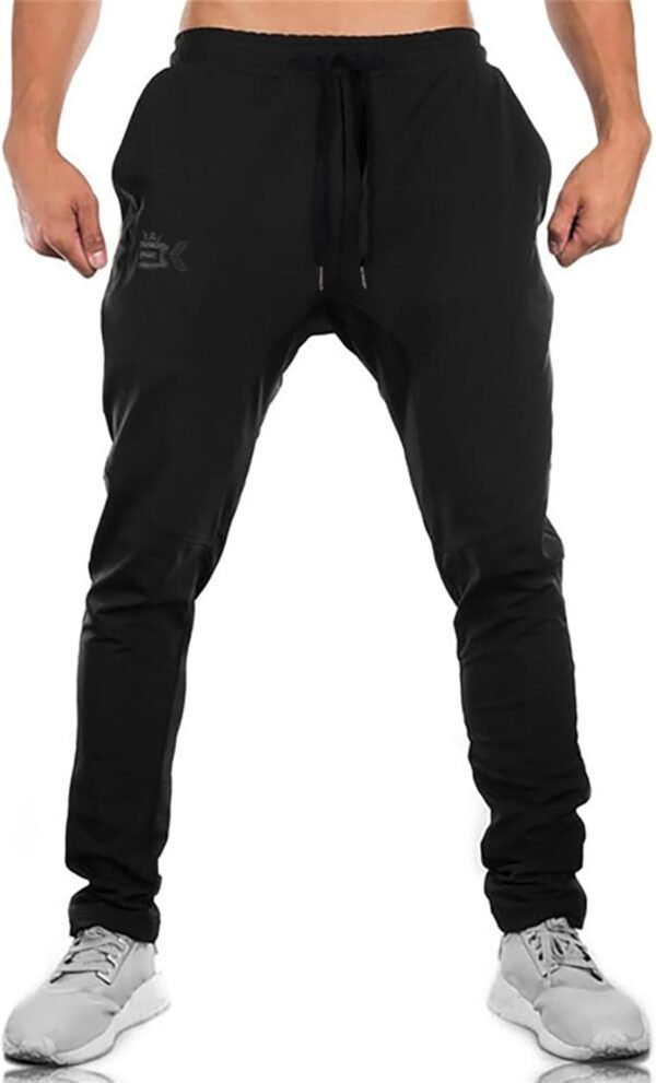 BROKIG Jogging Homme Sport Pantalon de Double Poche,Pantalons Fitness Zippés et Stretch pour Hommes Pantalon Survêtement Coton – Image 3