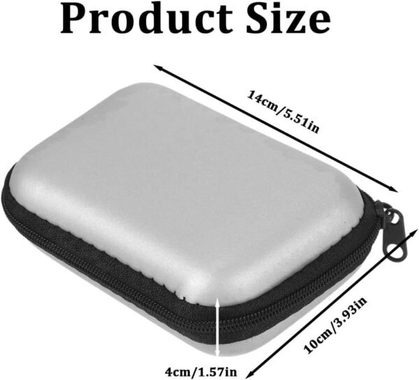 Coque pour disque dur externe, Sac de Disque Dur pour 2.5'' disque dur, Portable HDD SSD Étui case, Compartiments Intérieurs avec Proche Filet, Disque dur Protection Sac Antichoc Rigide Coque, Blanc – Image 2