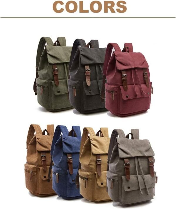 Rufun Sac à Dos en Toile Cartable Vintage pour Ordinateur Portable Daypack Randonnée Voyage Grande capacité Sac Unisexe – Image 6