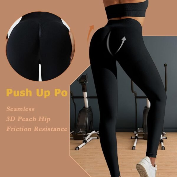 Neteson Legging Sport Femme Anti Cellulite Collants Course Leggings Push Up Taille Haute Opaque sans Couture Pantalon Compression Butt Lift Yoga Pants Gym Running – Image 4