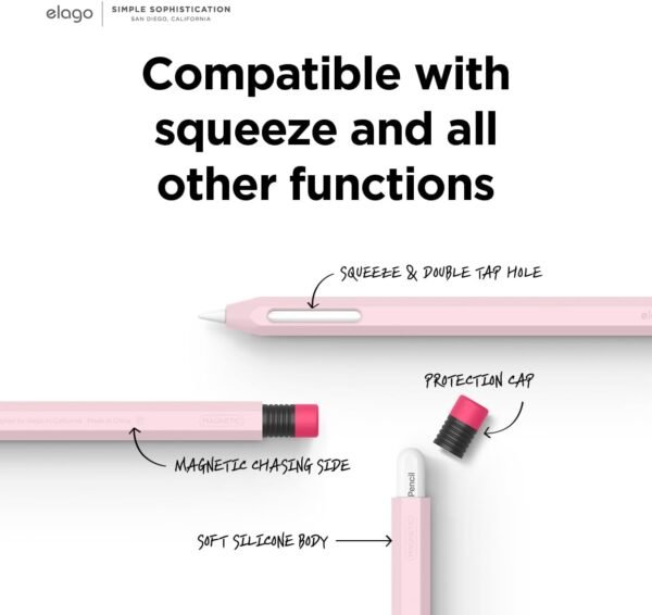 elago Coque Pencil Compatible avec Apple Pencil Pro & 2ème Génération Etui, Compatible avec la Charge Magnétique et Double Tap [Lire OBLIGATOIREMENT Les Instructions D'INSTALLATION] (Rose) – Image 5