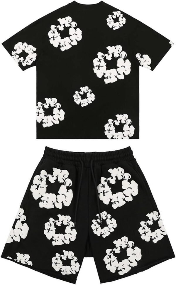 Ensemble Short Tee Shirt Homme, Ensemble Homme Ete Coton Vetement Mode Grande Taille DéContracté Haut Et Short De SurvêTement Fleurs Sweatshirt Unisexe Confortable