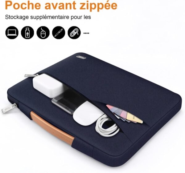 TECOOL 13,3 Pouces Housse Compatible avec MacBook Air 13 13,6 M1 M2 M3 M4(2010-2025), MacBook Pro 13(2012-2022), MacBook Pro 14 (2021-2024), Pochette 13 Ordinateur Portable Sac, Bleu Foncé – Image 2