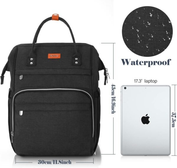 Sac à Dos Femme,Sac à Dos Ordinateur Portable 17,3 Pouces Avec Port de Chargement USB et Poche RFID Pour Collège,école,Travail,Voyage (Noir 17in) – Image 6