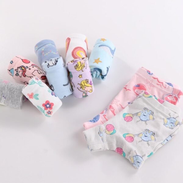 Allmeingeld Enfants Fille Lot de 5 Paires Slip 100% Coton Imprimé Sorcière Rose sous-vêtement Taille 2-9ans – Image 5