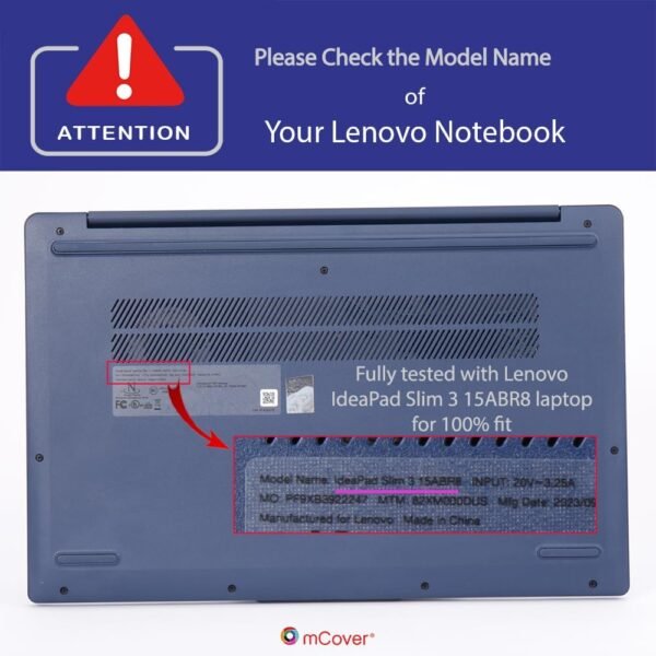 mCover Coque Compatible avec Lenovo IdeaPad Slim 3 2022-2024 15" | 3i 15ABR8 / 15AMN8 / 15IAH8 / 15IAN8 / 15IRH8 / 15IRU8 (ne Convient Pas à d'autres modèles Lenovo) - Aqua – Image 4