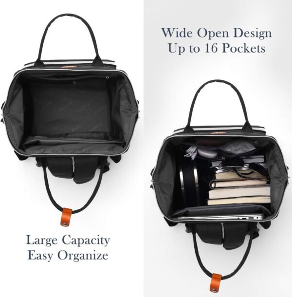 Sac à Dos Femme,Sac à Dos Ordinateur Portable 17,3 Pouces Avec Port de Chargement USB et Poche RFID Pour Collège,école,Travail,Voyage (Noir 17in) – Image 3