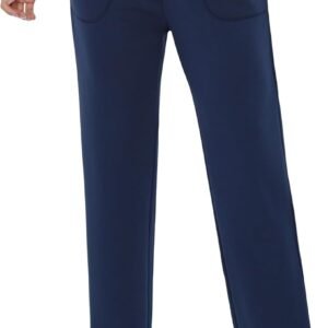 Crewhpo Pantalon Jogging Femme Pantalon Droit de Sport Couleur Unie Bas Large avec Poches Pantalon de Décontracté pour Running Fitness Training