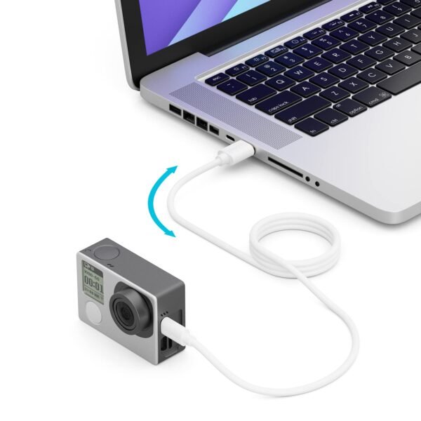 deleyCON 1,5m Mini USB 2.0 Câble Haute Vitesse - Câble de Charge & Données pour Téléphones Mobiles Smartphones Tablettes Appareils Photo Numériques Navis Microphone - USB A vers Mini B - Blanc – Image 3