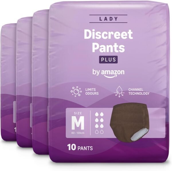 by Amazon Culottes Femme Plus, taille M - 40 unités (4 paquets de 10), noir