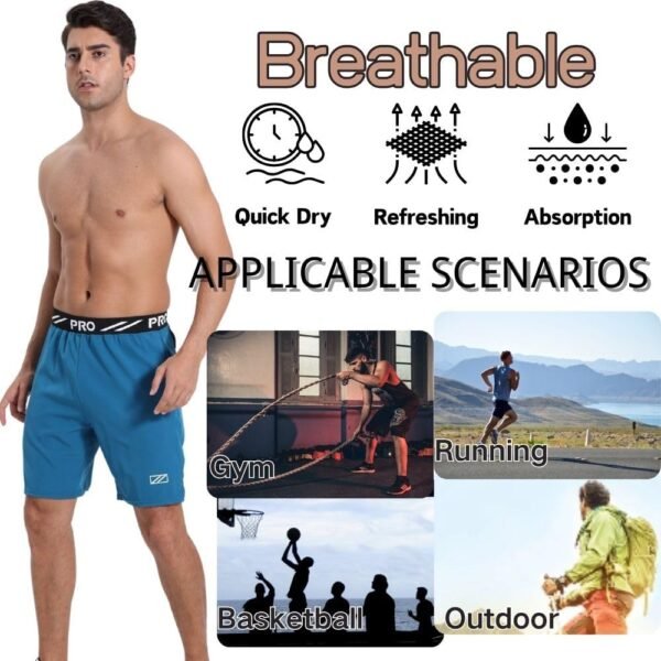 Bsrpolry Lot de 3 shorts de course à pied pour homme avec poches zippées, athlétique, léger, respirant, séchage rapide – Image 7