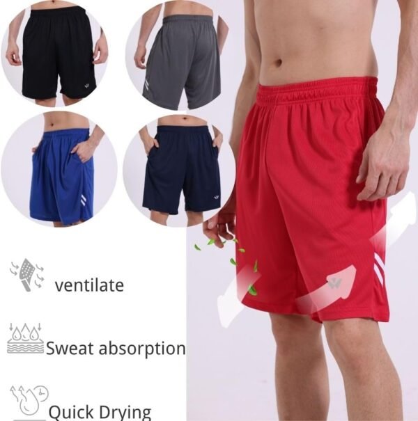 fovdtaa Lot de 5 shorts de sport pour homme avec poches et taille élastique, séchage rapide, shorts de course à pied – Image 4