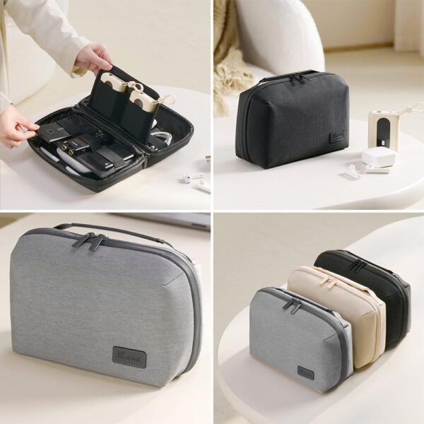 Kaxich Étui Rigide de Voyage pour Accessoires Électroniques, Organisateur Accessoires Électroniques Sac Câble Portable pour Disque Dur Externe, Chargeur, Adaptateurs, Cartes Mémoire, Câble USB (Beige) – Image 7