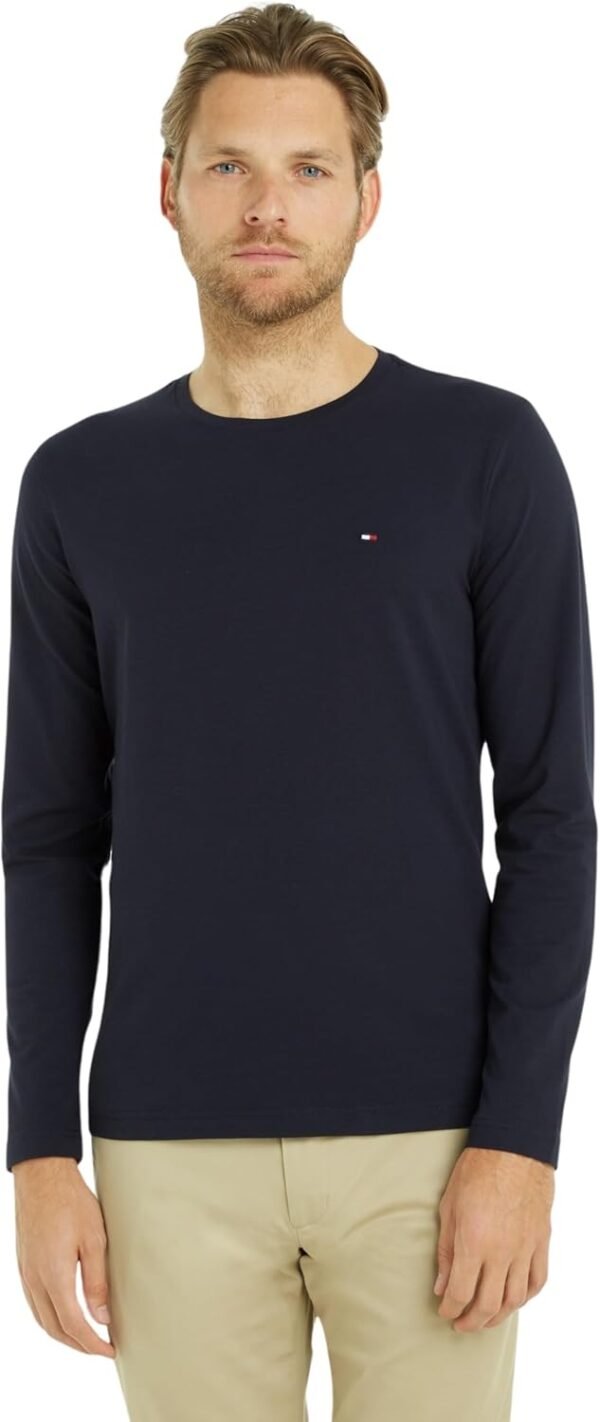 Tommy Hilfiger T-Shirt Homme Stretch Slim Fit Long Sleeve Tee Encolure Ronde