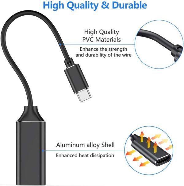 Adaptateur USB Type C à HDMI 4k (Thunderbolt 3 compatible) avec sortie audio vidéo pour MacBook Pro 2018/2017, iPad pro 2018, Samsung Note 9/S9, Huawei Mate 20 etc (Black) – Image 7