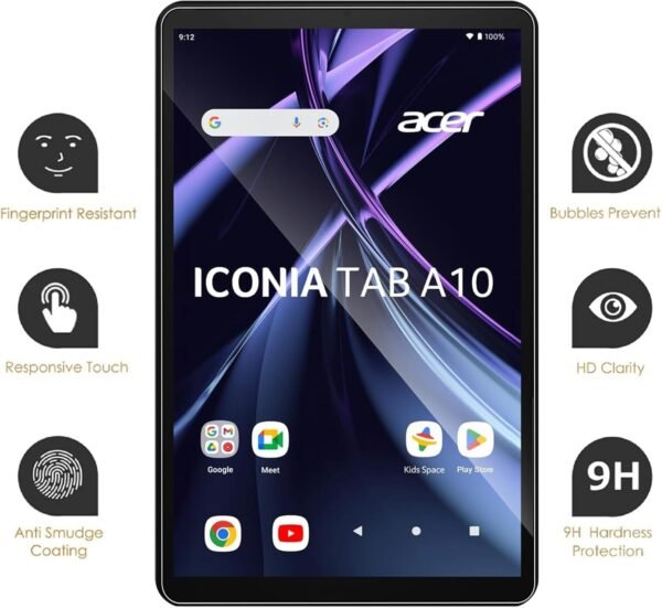 GEJEFA Verre Trempé pour Acer Iconia Tab A10 10.1 Pouces, 2 Pièces 9H Dureté Anti-Rayures [Haute Définition] [Sensibilité Tactile] Protection Écran pour Acer Iconia Tab A10 – Image 2