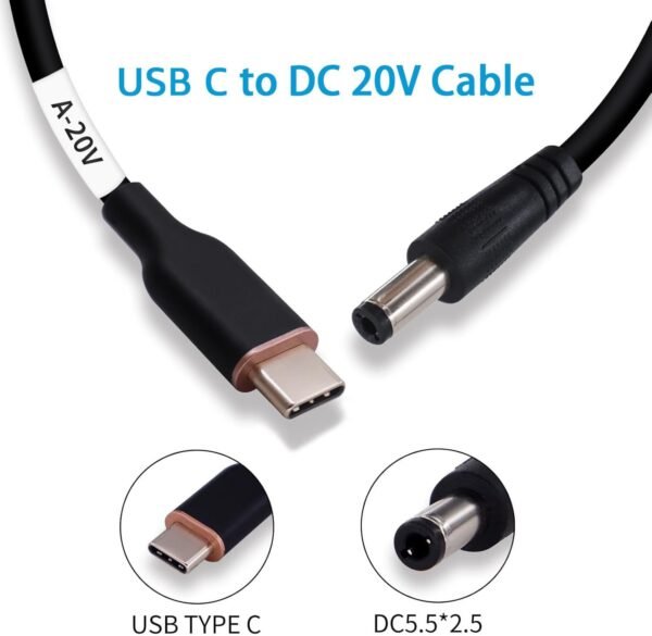 DSD TECH MagicConn SH-CP20A Câble d'alimentation USB Type C PD vers DC(55x25)-20V – Image 2