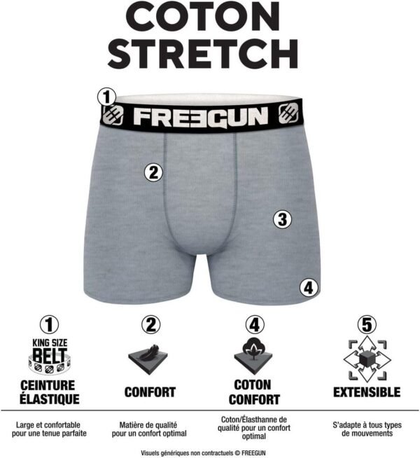 FREEGUN Boxer Homme Coton, Caleçon Homme, Hypoallergénique et Stretch (Lot de 4) – Image 2
