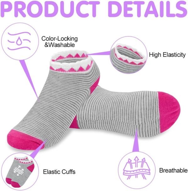 HAGOT 10 Paires Chaussette Fille, Chaussettes Baskets Enfants, Soquette Enfants Coton et Respirantes, Colorées – Image 3