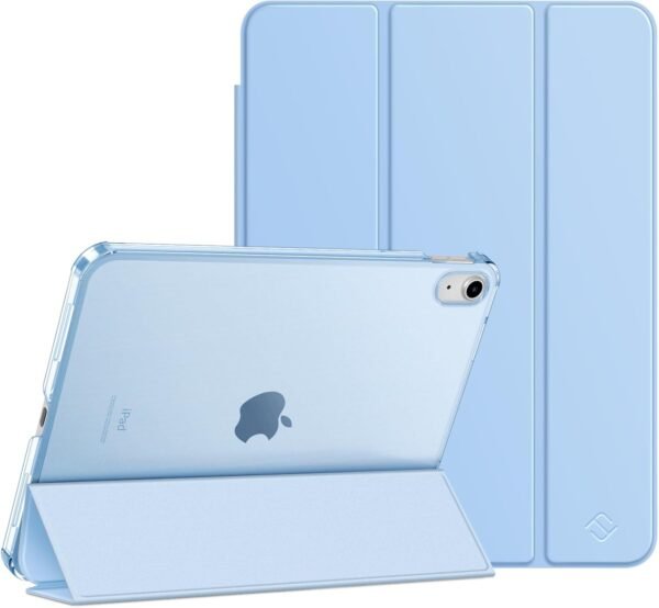 FINTIE Coque pour iPad (A16) 11 Pouces 11ème Génération 2025, iPad 10ème Génération 10.9 Pouces 2022 - Coque Arrière Rigide Transparente Givrée, Housse Fine Légère Etui Pliable, Bleu Ciel