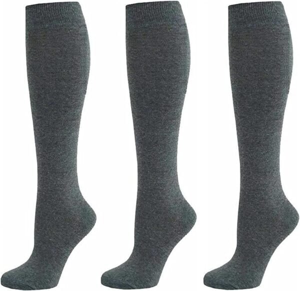 SARIMON Lot de 3 paires de chaussettes hautes en coton riche pour enfants et filles, chaussettes de rentrée scolaire, uniforme de fête, ajustement confortable