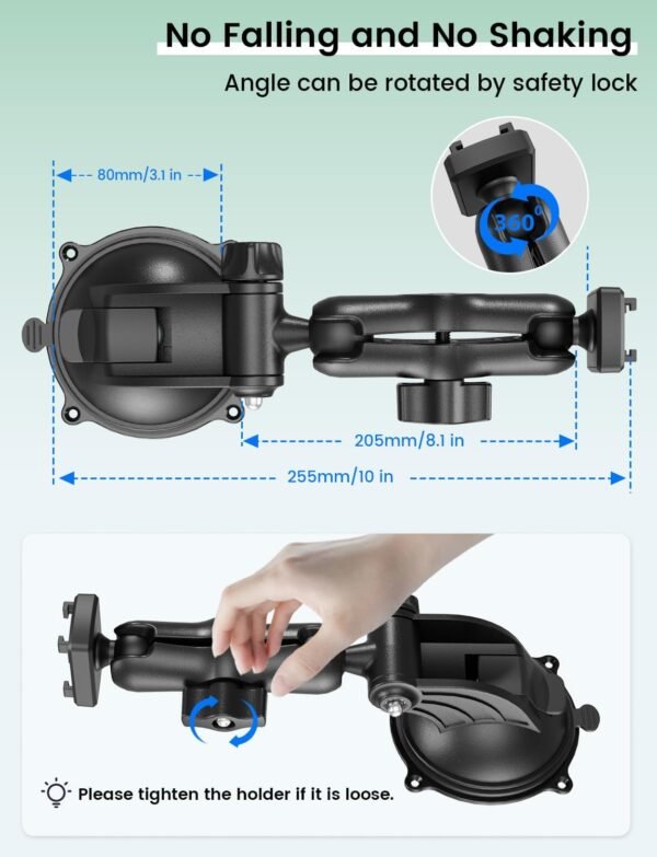 OHLPRO Support Tablette Voiture, Fixation Ventouse Puissante pour Tableau de Bord & Pare-Brise, Compatible avec Tablettes 7 à 11 Pouces, iPad Pro/Mini/Air, pour Camion SUV et Van – Image 5