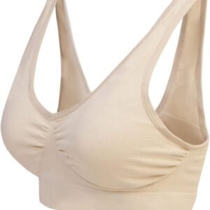 Boolavard Soutien-Gorge Confort Seamless - Soutien Bustier - Soutien-Gorge Sport et Sport, Sporttop, Seamless, Forme Bustier Top sans Accolade (L: 96-101cm (75C-85A), Beige)
