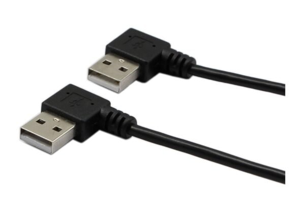 CERRXIAN 9 pouces Mini combinaison de câble USB Mini USB à angle droit et gauche d'angle mâle vers USB Type A 2.0 Angle gauche Homme synchronisation des données et câble de charge (1 paire) – Image 4