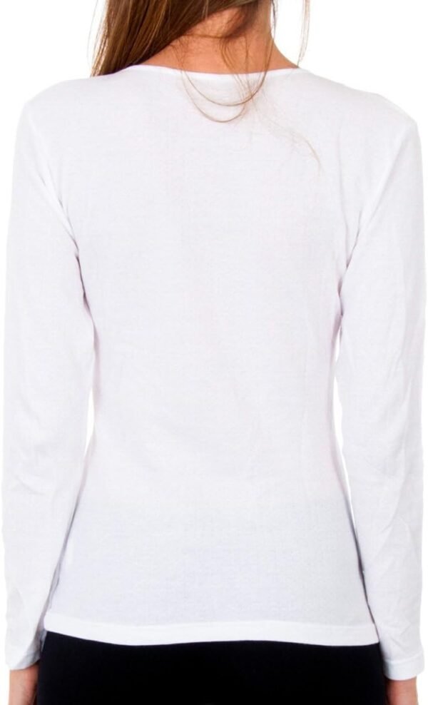 Playtex T-Shirt Femme Col V Thermique 100% Coton Manches Longues Thermal Natural x1 – Image 3