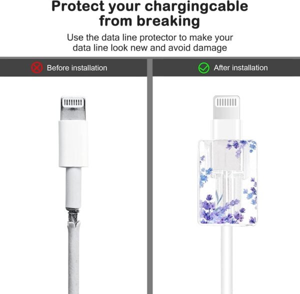 4 Pièces Protecteur de Câble de Chargement avec Fleurs Mignonnes, Protecteur de Câble Mignon pour le Chargeur Type-c de l'iPhone, Protecteur de Câble Léger – Image 2