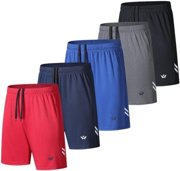 fovdtaa Lot de 5 shorts de sport pour homme avec poches et taille élastique, séchage rapide, shorts de course à pied