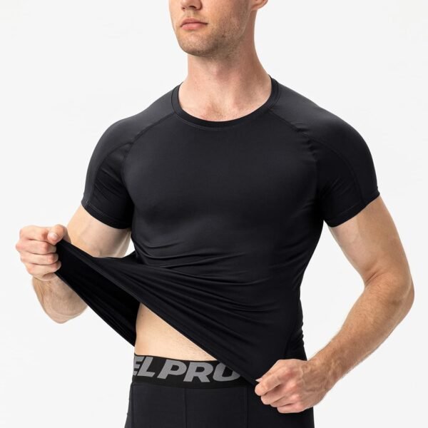 Tee Shirt Compression Homme Manches Courtes, T Shirt Sport Séchage Rapide Respirant Maillot Running Baselayer Haut – Image 4