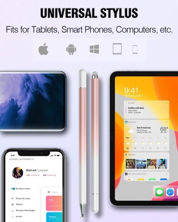 Stylet pour Tablettes Tactiles et Smartphones, Stylo pour Samsung/Xiaomi/Lenovo/iPhone/Tablette Tactile, Compatible avec iPad Pro/Mini/Air - 3 Pack, Haute Précision et Sensibilité – Image 2