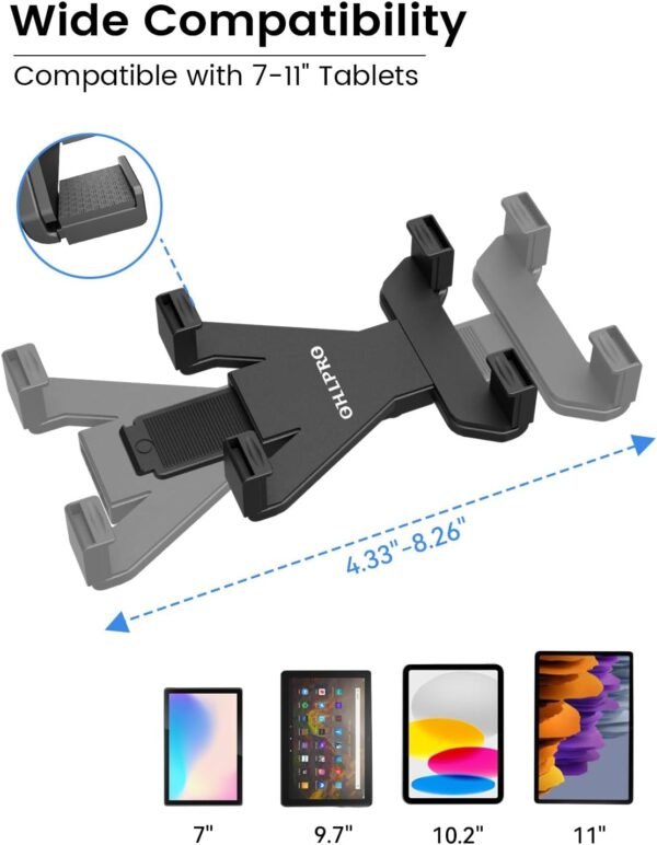 OHLPRO Support Tablette Voiture, Fixation Ventouse Puissante pour Tableau de Bord & Pare-Brise, Compatible avec Tablettes 7 à 11 Pouces, iPad Pro/Mini/Air, pour Camion SUV et Van – Image 8