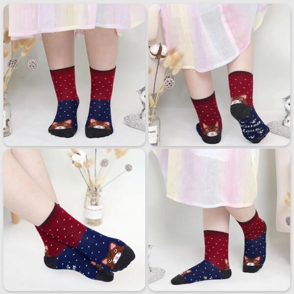 ZFSOCK Chaussettes Fantaisie Filles Enfant: Socquettes en Coton Chat Animal Motif Drôles Rigolotes Mignon Sans Couture 2-11 Ans 5 Paire – Image 5