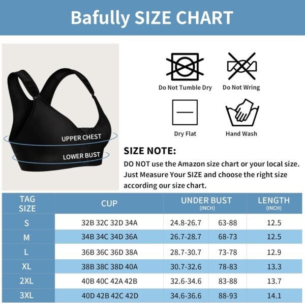 Bafully Soutien-Gorge de Sport Post-opératoire Brassière Femme Zippée Avant Zipper Lingerie Fermeture Devant pour Fitness Jogging Yoga – Image 6