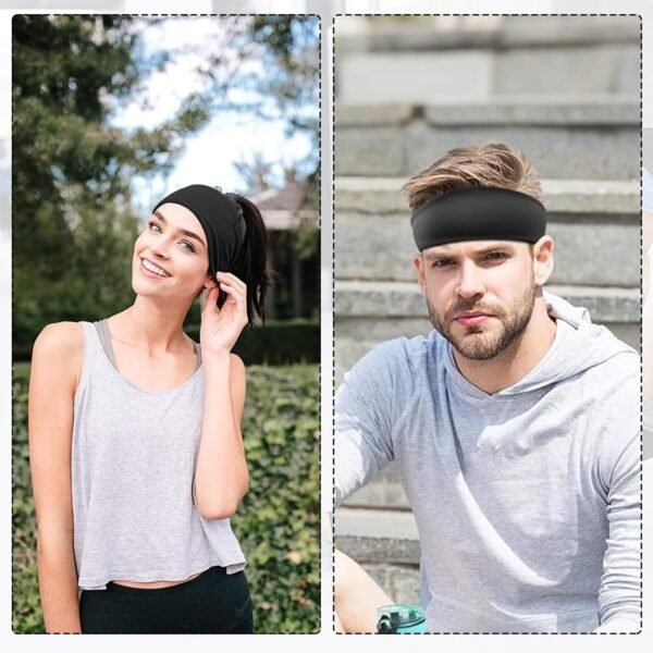 Bandeau de Sport Extensible pour Homme et Femme 4 pcs Bandeau Anti-Transpiration, Elastique Antidérapant Anti-Humidité Sports Hairband, Sportband pour Ski Course à Pied Yoga Gym – Image 6