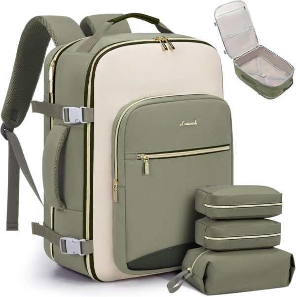 LOVEVOOK Bagage à main Sac à dos, avion, de voyage pour femme Grand 40 l, étanche, avec compartiment pour ordinateur portable 17", Sac à dos de voyage pour l'école, le travail, le camping