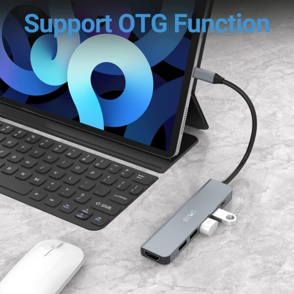 Adaptateur USB C Hub HDMI, Adaptateur USB C 6 en 1 avec HDMI 4K, 1 Port USB 3.0 et 3 Ports USB 2.0, Alimentation 100 W Compatible avec Windows 10/8, Mac OS 10.5 ou supérieur, Linux et Plus Encore. – Image 4