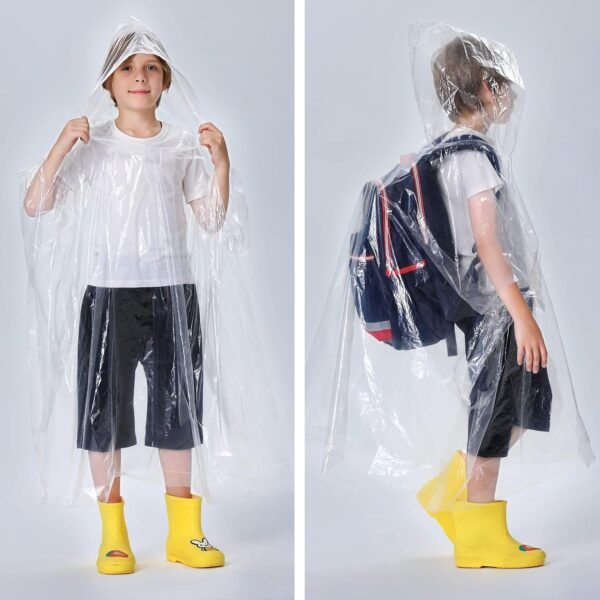 Newbyinn Poncho Pluie Imperméable, 6 Pièces adulte, 4 Pièces enfant, cape de pluie capuche femme homme velo randonnée camping festival – Image 7