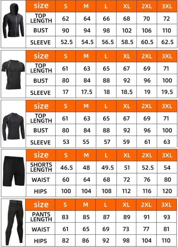 HZQIFEI Homme 5 Pièces Vêtements de Sport avec Hoodies Vestes Manches Courtes/Longues Shirt Compression Collant Short Séchage Rapide Workout Ensemble de Fitness Sportswear – Image 6