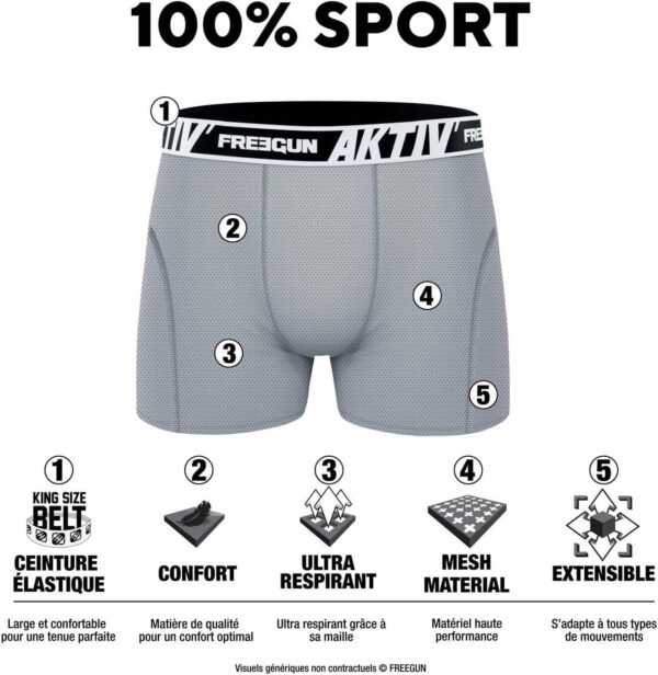 Boxer Homme AKTIV', Caleçon Homme Sport, Doux et Confortable (Lot de 4) – Image 2