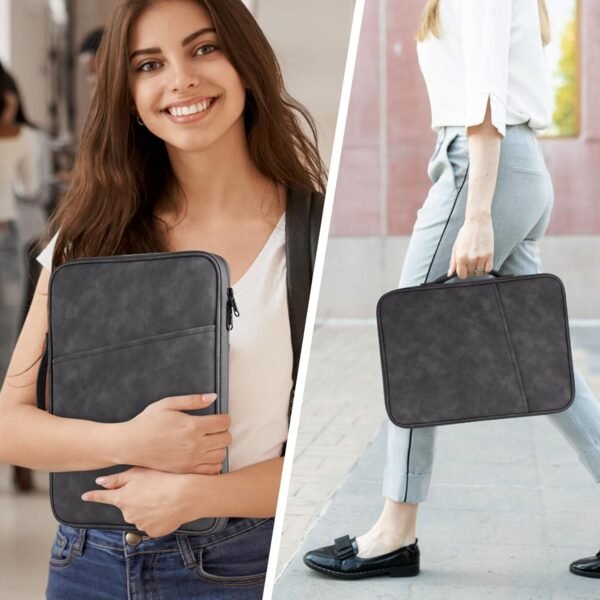 HoYiXi 13 14 Pouce Housse pour Laptop Cuir Pochette Case for MacBook Air 13 M1 M2/MacBook Pro 14 Compatible avec ASUS Vivobook 14/HP Pavilion X360/Dell HP ASUS Acer Huawei Matebook 14'' PC,Gris – Image 5