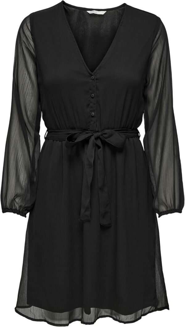 ONLY Robe Chemise Mini Manches Longues en Mesh imprimé avec col en V boutonné ONLCERA