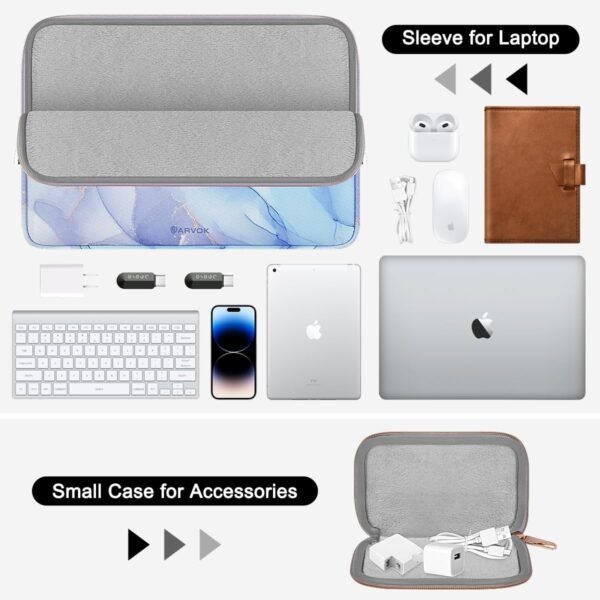 ARVOK 13 13.3 Housse pour Ordinateur Portable 14 Pouces pour MacBook Air/Pro13 MacBook Pro 14 Ordinateur Portable/Tablette résistant à l'eau Housse pour HP/Dell/Lenovo/ASUS/Acer/Samsung avec Pochette – Image 6