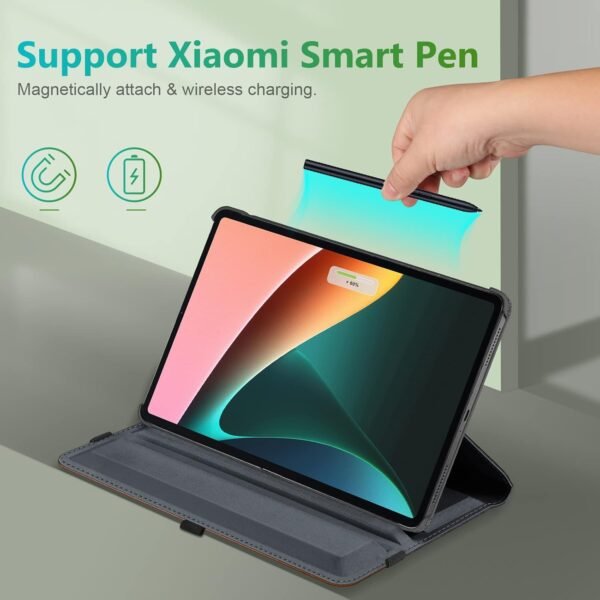 FINTIE Coque pour Xiaomi Pad 5 / Pad 5 Pro 11 Pouces 2021, Housse Rotative à 360 Degrés, Etui Pivotant Case Cover Veille/Réveil Auto, Gris/Marron – Image 5