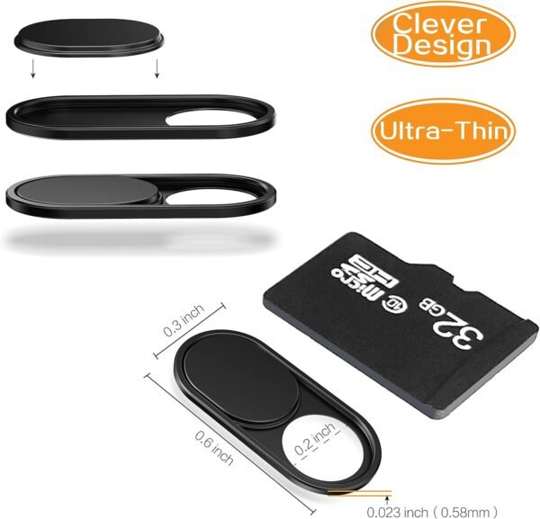 imluckies Cache Webcam [3 pcs], Ultrafin Webcam Cover pour MacBook Pro, MacBook Air, PC, Portable, iMac, iPad, iPhone, Tablettes, Obturateur Webcam, Cache Caméra – Image 3