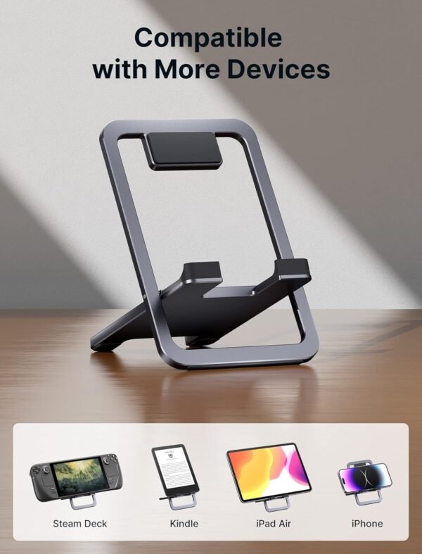 JSAUX Support de Tablette Universel, Portable et Pliable pour Bureau, Compatible avec iPad Mini, Samsung Galaxy Tab, Kindle, Steam Deck OLED, Switch, ROG Ally X, iPhone et Autres tablettes - Gris – Image 7
